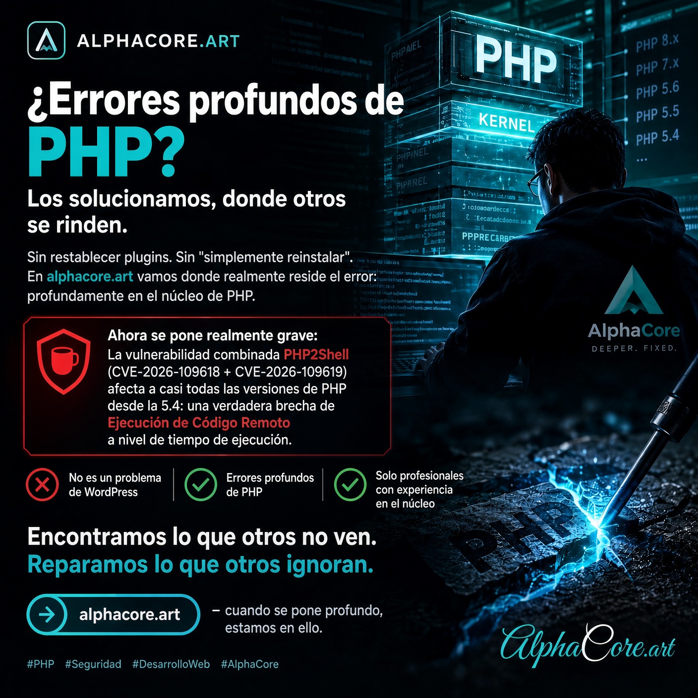 ¿Errores profundos de PHP? Los solucionamos, donde otros se rinden.